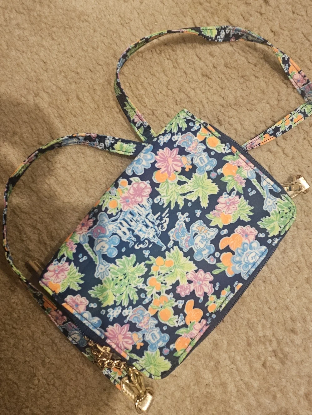 Lily Pulitzer Disney Navy Floral Crossbody Wristlet - Gold Accent - Picture 3 of 5